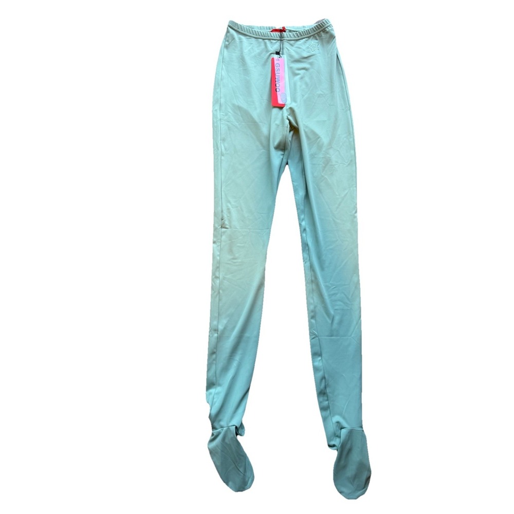 Gsuwoo Women Sz Med Footed Leggings‎ Design Mint Green NEW With Tags